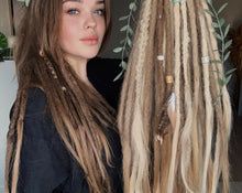 Load image into Gallery viewer, Jamylein Natural dreadlocks with long ends, Boho Style D.E or S.E dreads. Blond and brown mix color dreadlocks Media 1 of 5
